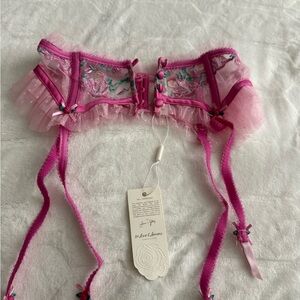 NWT For Love and Lemons Pink Lace Garter Belt
